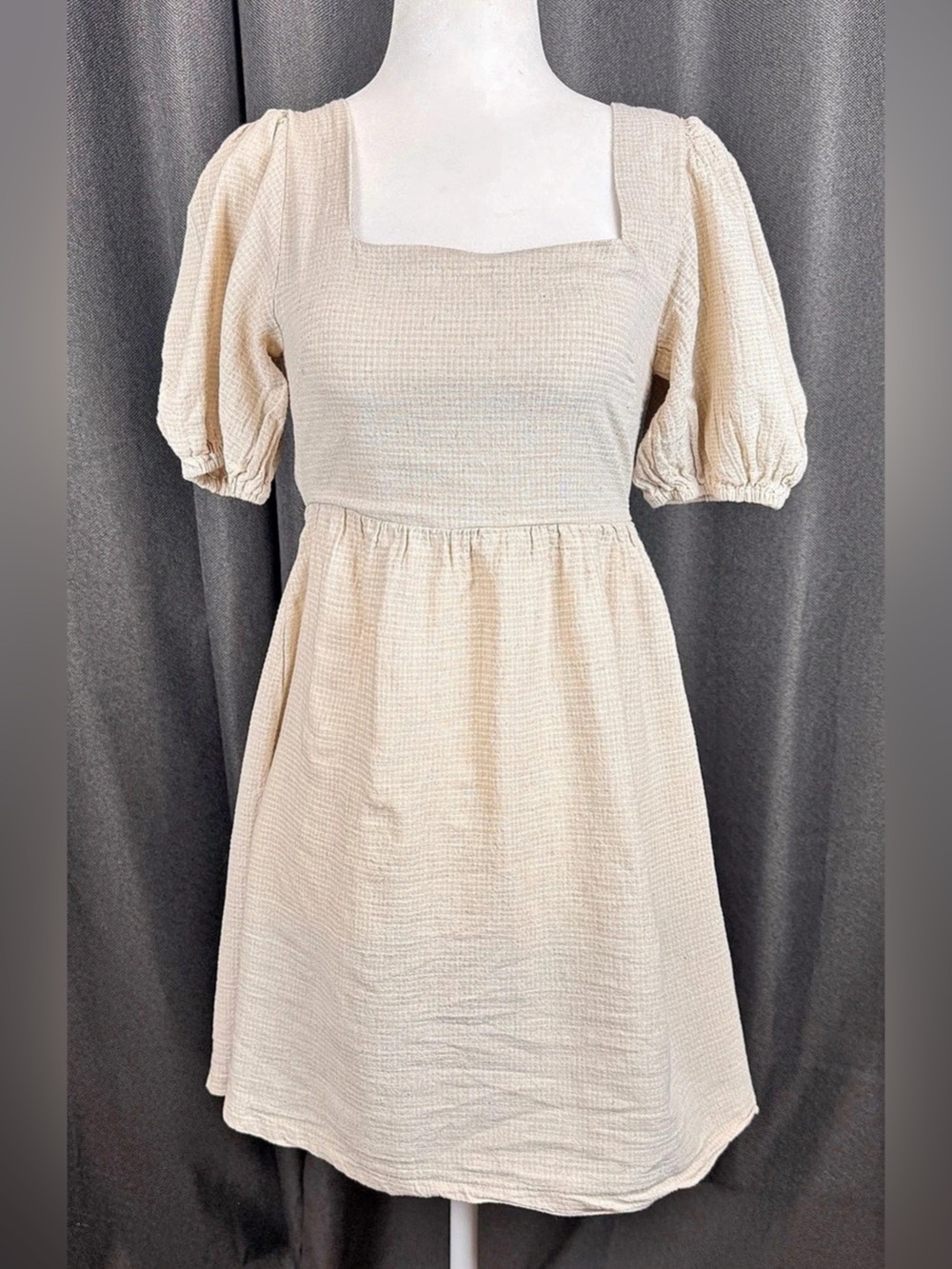 Altar’d State Cotton Linen Mini Dress in Beige